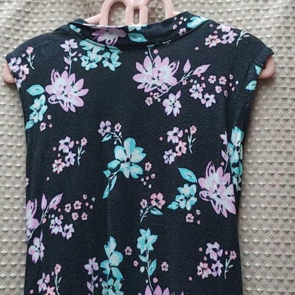 JUSTICE size 8 kids girls sleeveless high neck black flower dress
